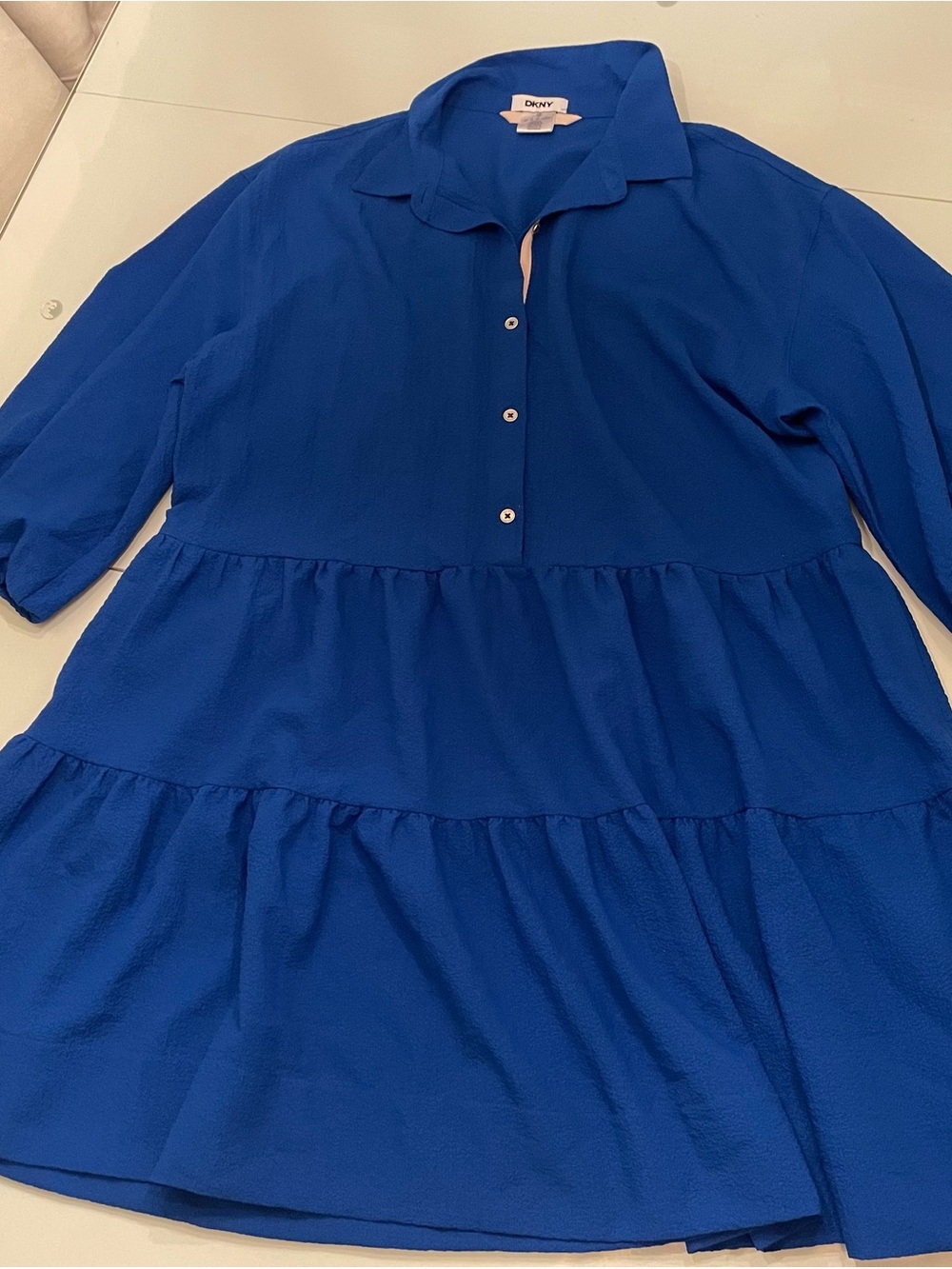 Dkny Girls' Cobalt Blue Tiered Button-Front Dress
